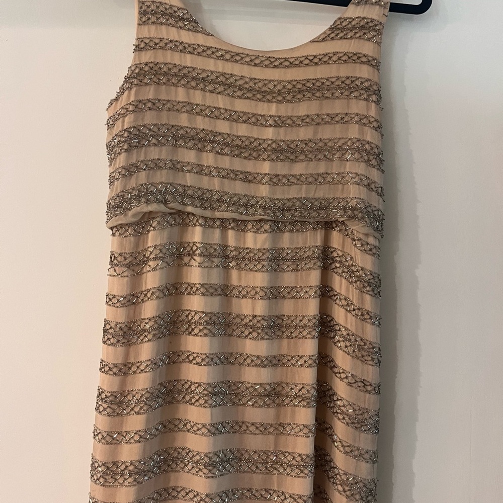 Elegant Beige Sleeveless Dress